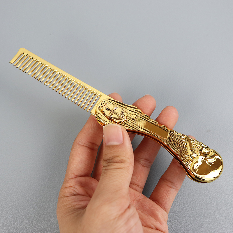Hair Care Zinc - หวีพับได้แบบพกพา 1 ชิ้น ทำจากโลหะผสมสังกะสี สำหรับผู้หญิงและผู้ชาย อุปกรณ์ดูแลเส้นผมสำหรับการเดินทาง
