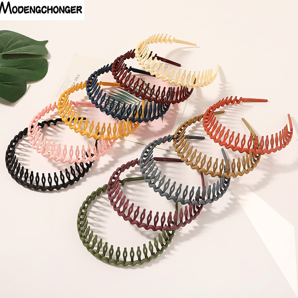 Hair Care Color - แฟชั่น Headdress ง่ายสีทึบเรซิ่นหวีผม Hairbands สำหรับผู้หญิง Headband