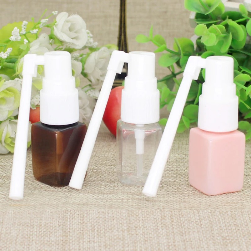 Hair Care Spray - ขวดสเปรย์พลาสติก PET สีเหลืองอำพันขนาด 10 มล. แบบปั๊มพ่นจมูก