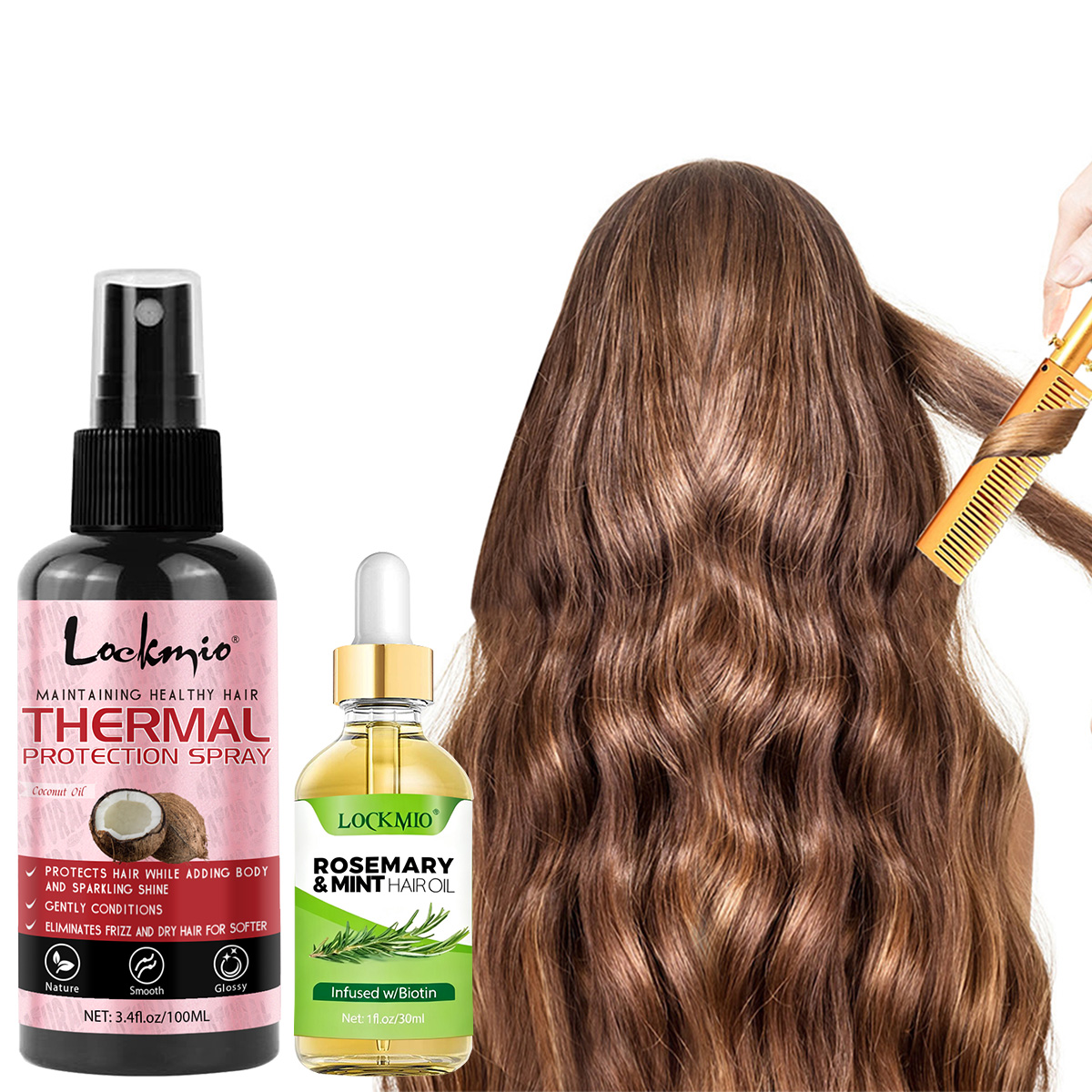Hair Care Heat Protectant - สเปรย์ป้องกันความร้อน ครีมนวดผมบำรุงล้ำลึก น้ำมันโรสแมรี่มิ้นท์ ผลิตภัณฑ์ดูแลเส้นผมระดับมืออาชีพ ปกป้องเส้นผมจากความร้อนได้ถึง 470