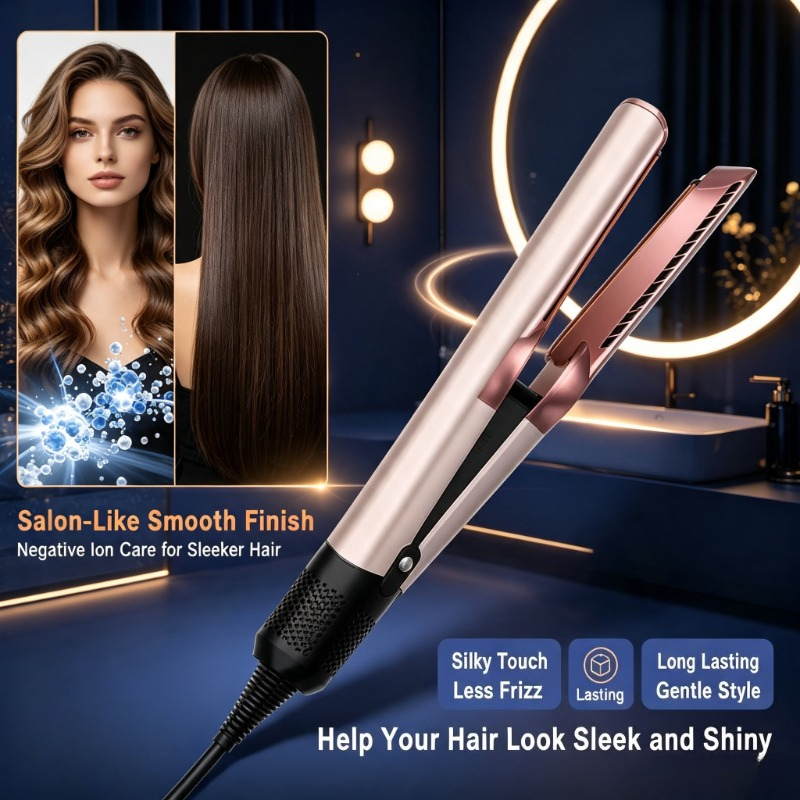 Hair Care Daily - ชุดดูแลเส้นผมด้วยไอออนลบ, เครื่องหนีบผมและเป่าผมแบบ 2-in-1 สำหรับการจัดแต่งทรงผมในชีวิตประจำวันและการเดินทาง